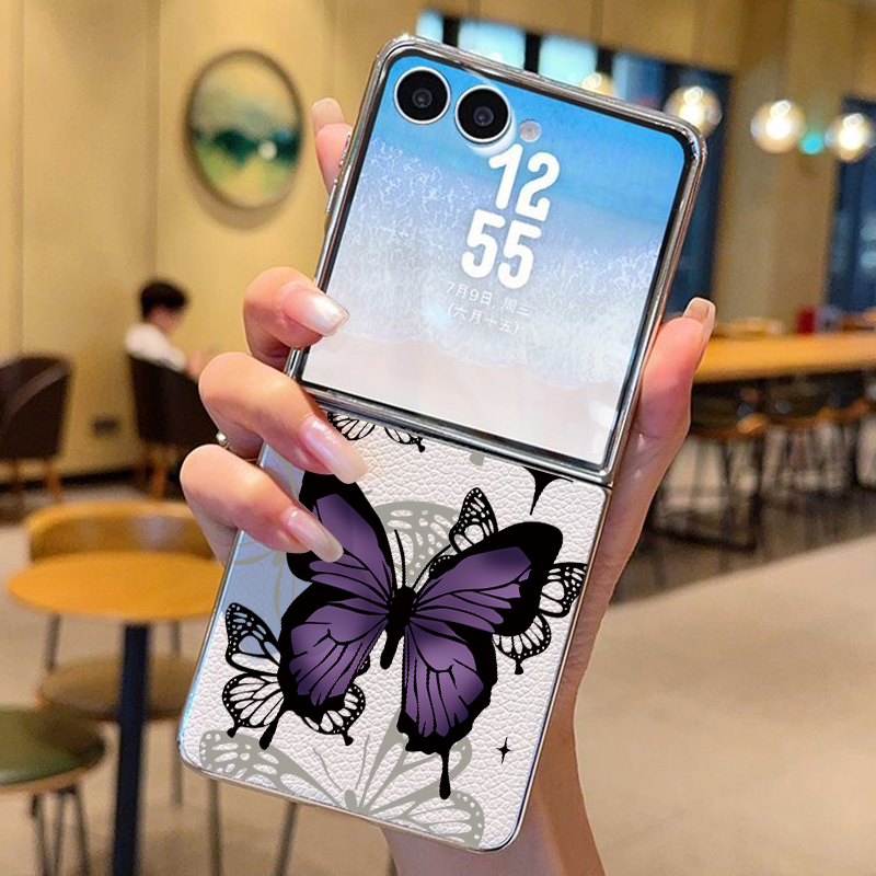 Phone Cases Z Fold 5 - Purple Butterfly PU Leather Phone Case