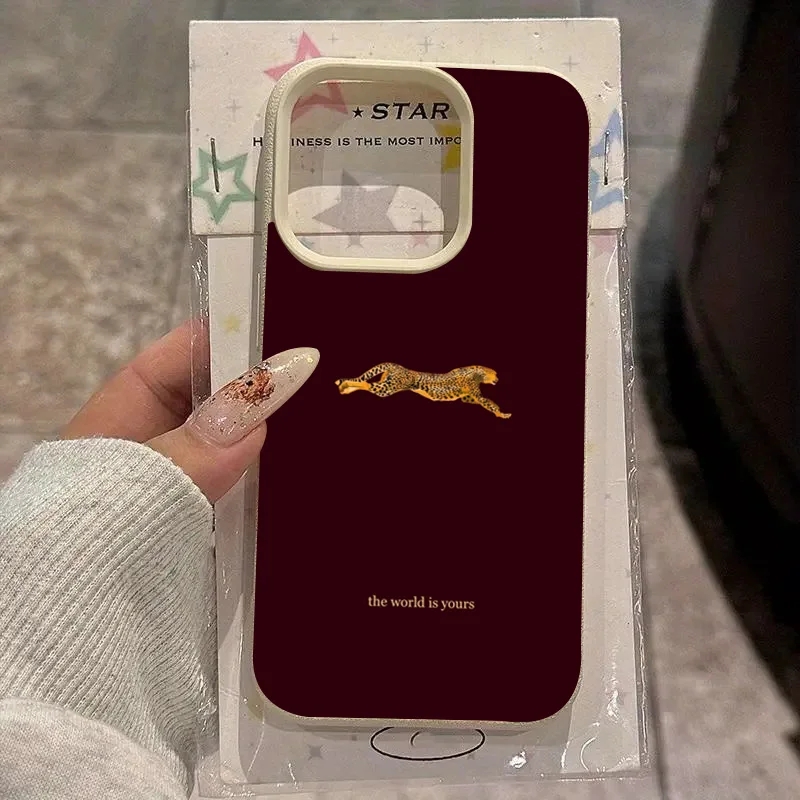 Phone Cases Brown - Fashion Leopard Wine Red Soft Phone