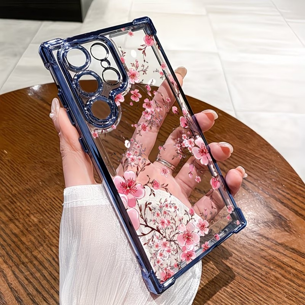 Phone Cases Galaxy S26 Ultra - Cherry Blossom Electroplated Four-Corner Anti-Fall Phone
