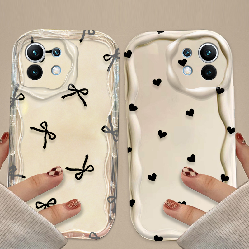 Phone Cases Xiaomi - Black Bowknot love Heart Case for