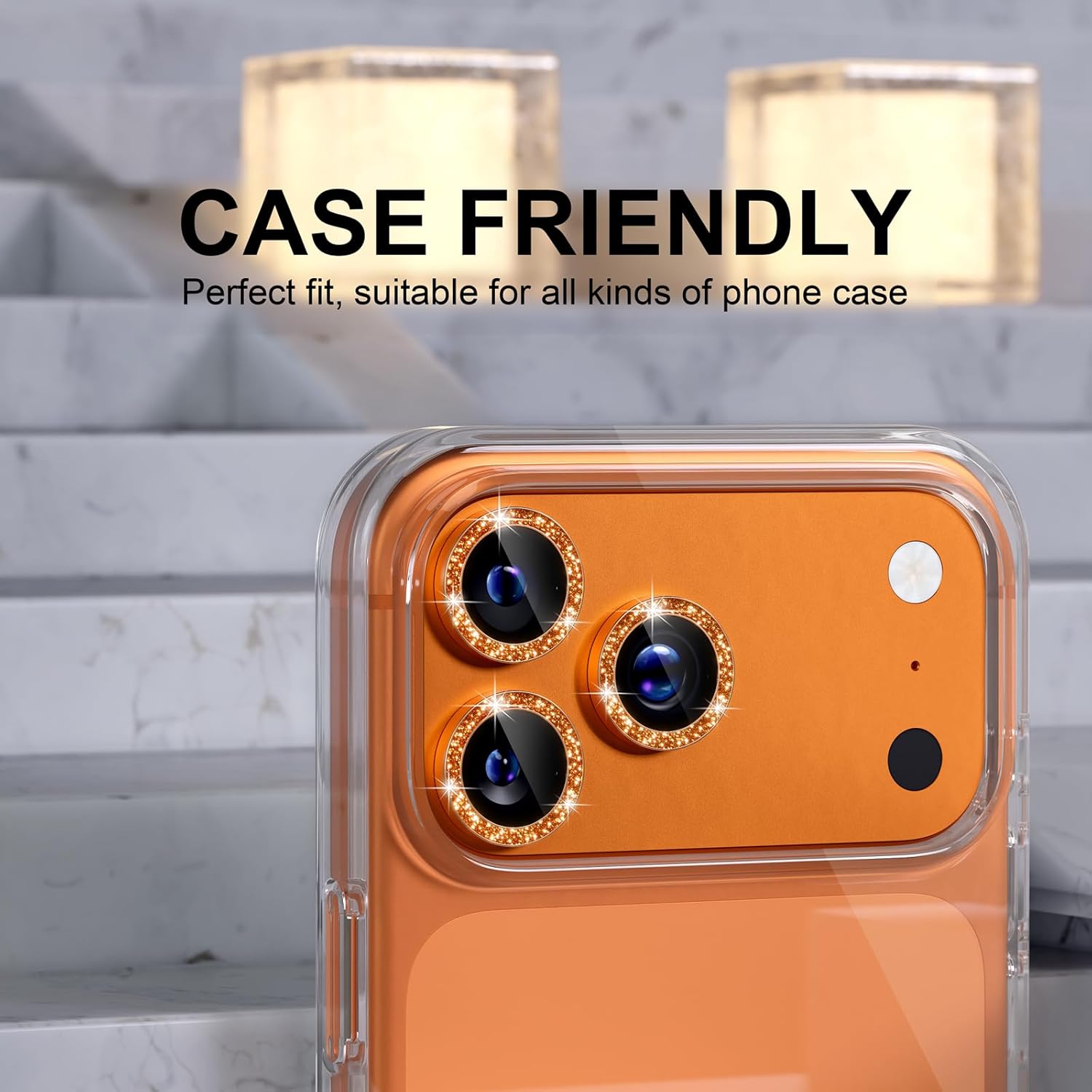 Glitter Orange Camera Lens Pro - đánh giá và giá Phone Cases Orange
