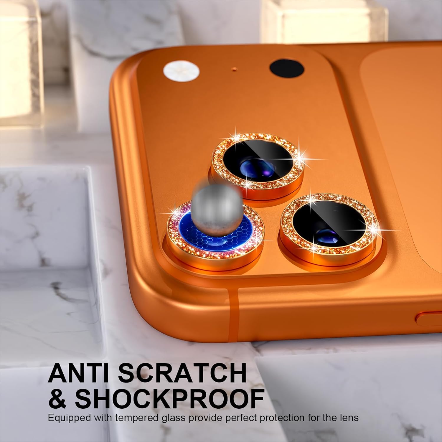 Glitter Orange Camera Lens Pro - đánh giá và giá Phone Cases Orange