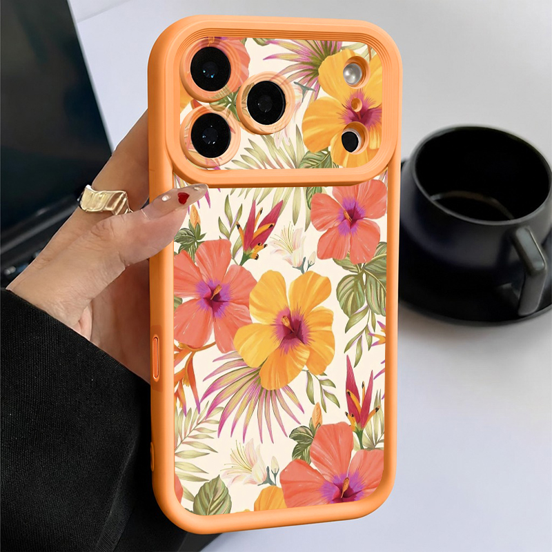 Orange Flower Pattern TPU Phon - đánh giá và giá Phone Cases Orange