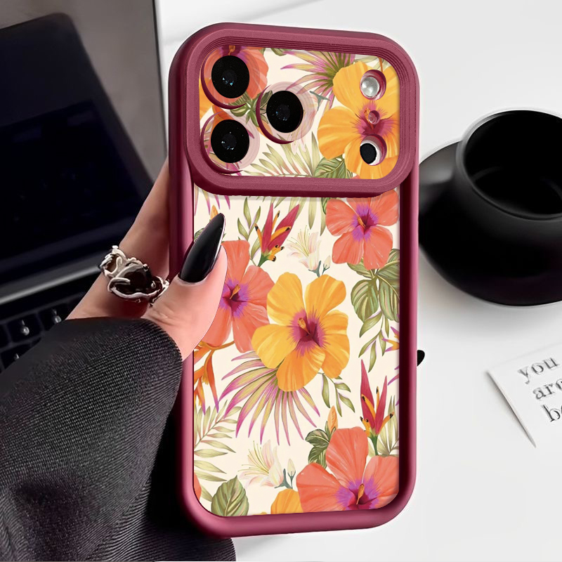 Orange Flower Pattern TPU Phon - đánh giá và giá Phone Cases Orange